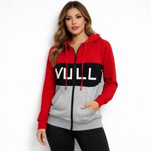 Vull Hoodie Women's Red and Gray Hoodie XS X-Small